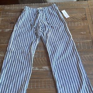 Wide leg, draw string striped socks pants; NWT; size S; 30inch inseam